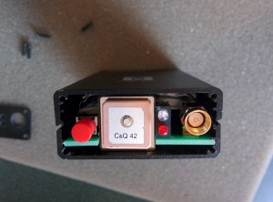 Power/beacon button, GPS antenna, status LEDs, and antenna connector